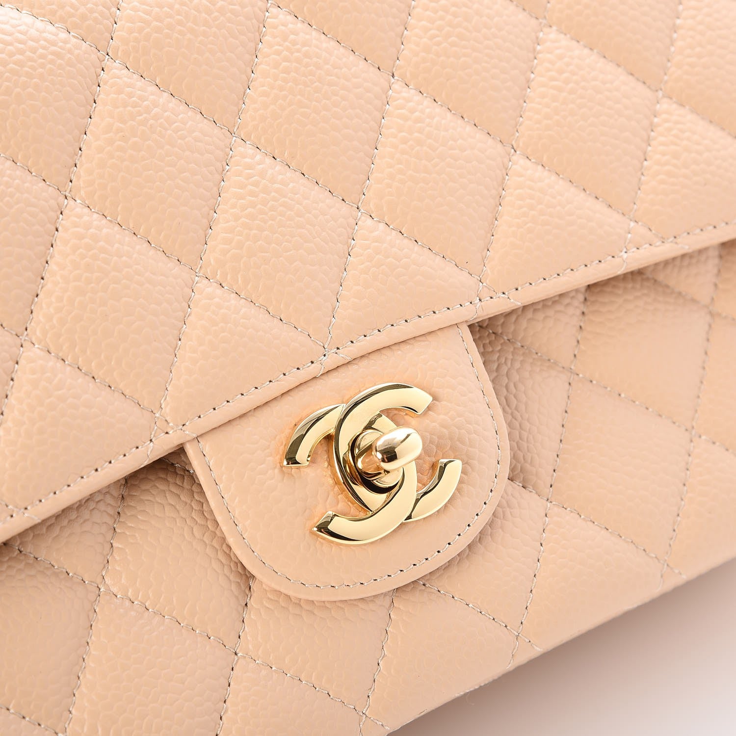 Chanel Caviar Quilted Medium Double Flap Beige Clair 7 of 10