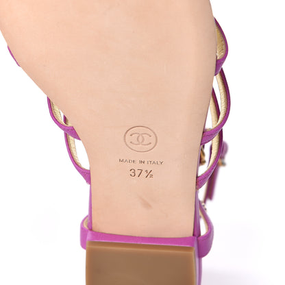 Chanel Lambskin Gripoix Flat Sandals 37.5 Purple 7 of 8