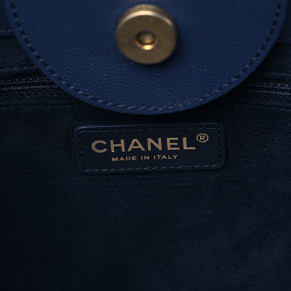 Chanel Caviar Small Studded Deauville Tote Navy 6 of 9