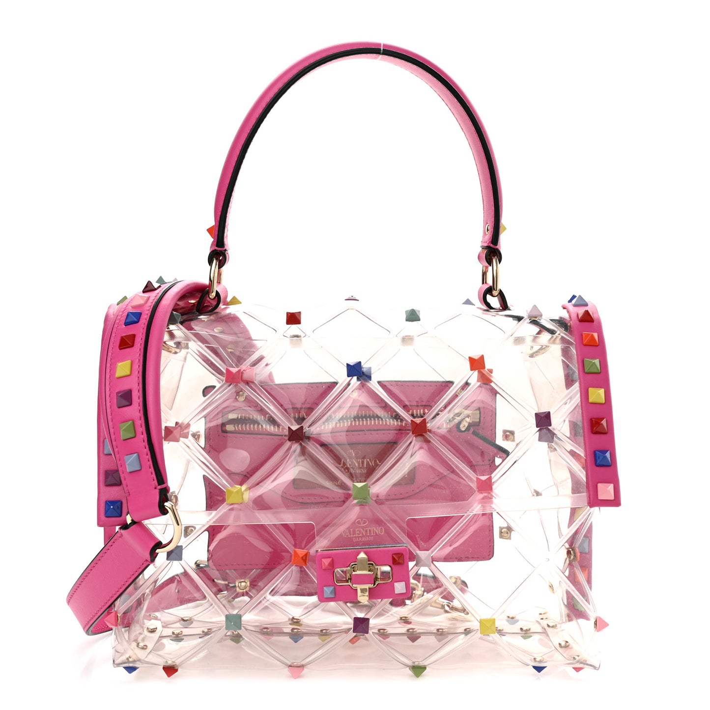PVC Medium Candystud Top Handle Bag Multicolor