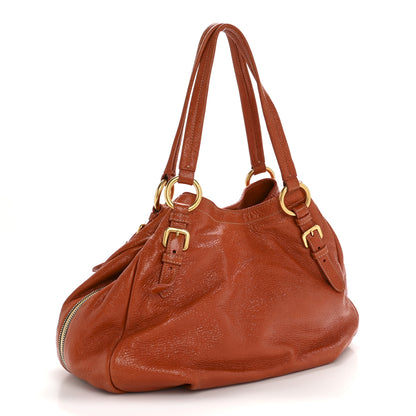 Prada Cervo Lux Shoulder Bag Papaya 3 of 16