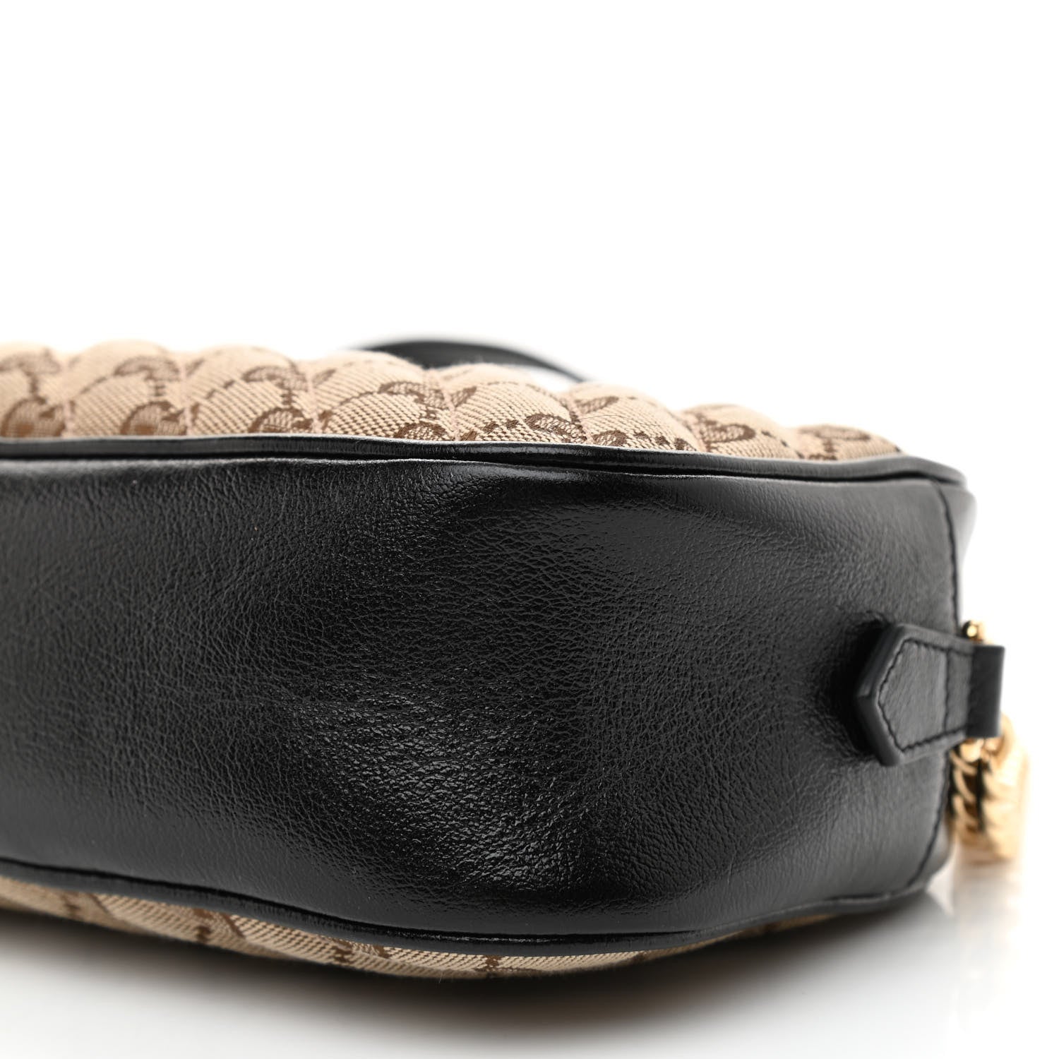 Gucci Monogram Matelasse Diagonal Small GG Marmont Chain Shoulder Bag Beige Black 8 of 8