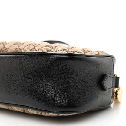 Gucci Monogram Matelasse Diagonal Small GG Marmont Chain Shoulder Bag Beige Black 8 of 8
