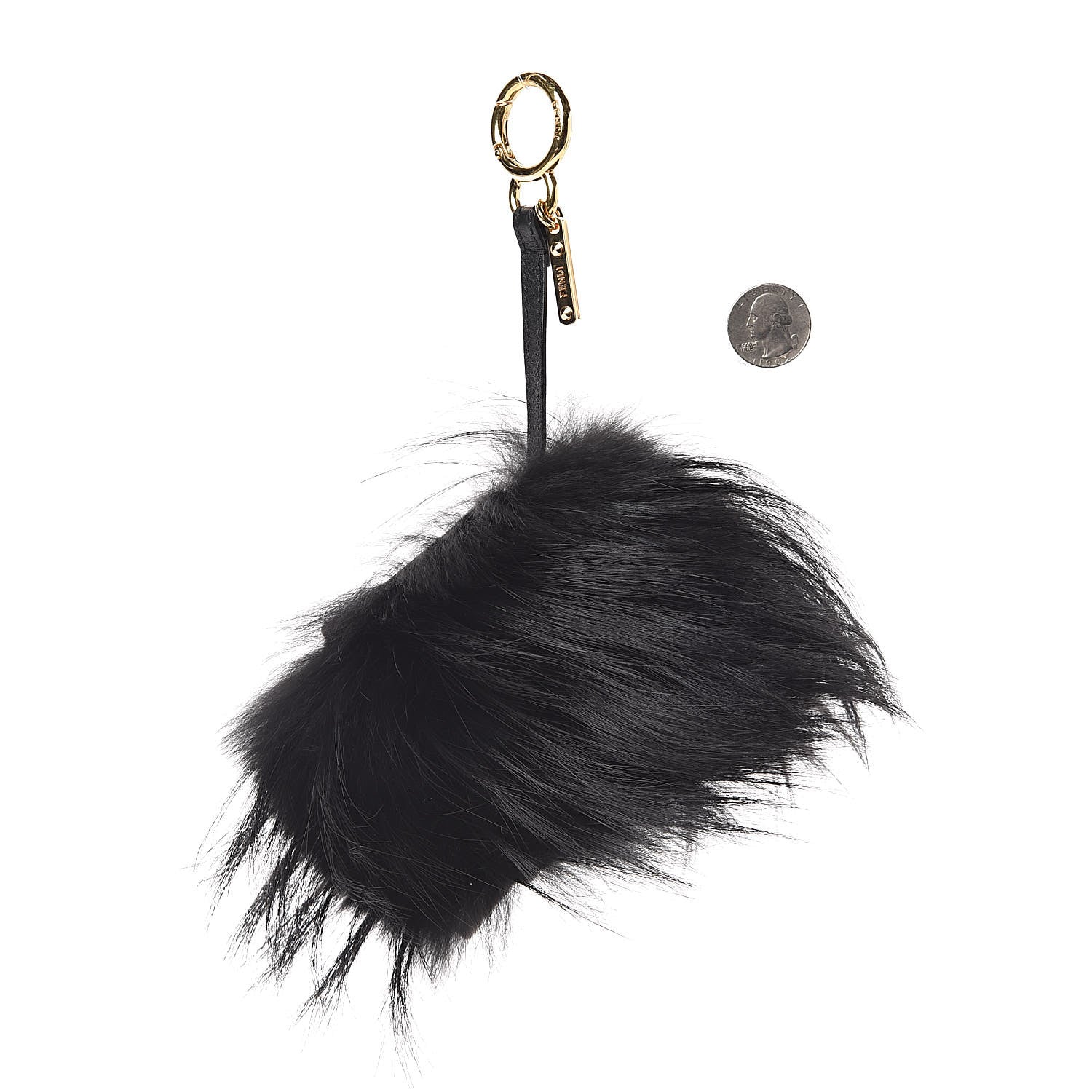 Fendi Fox Fur Calfskin Hypnoteyes Coin Purse Bag Bug Charm Black 2 of 3