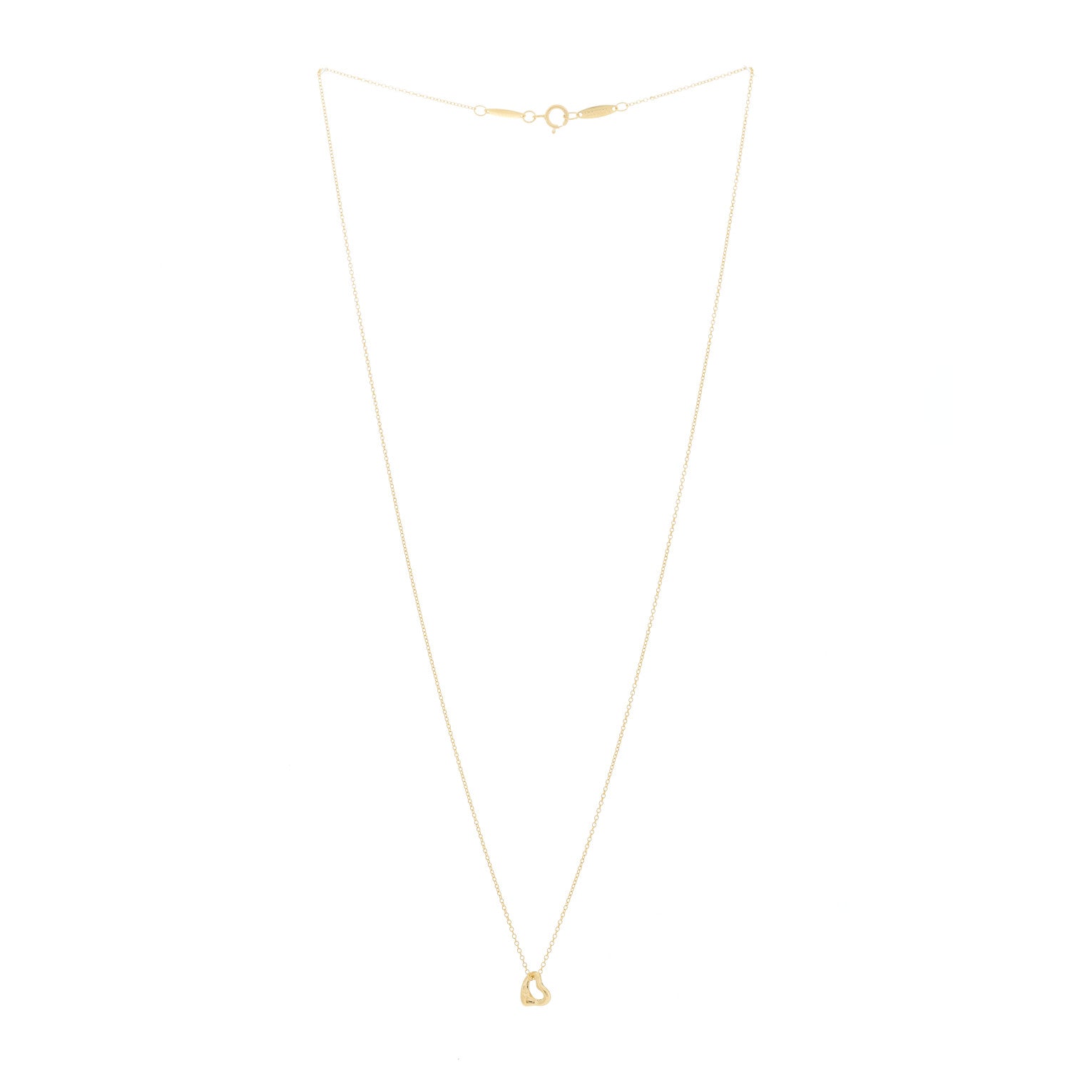 Tiffany 18K Yellow Gold 7mm Elsa Peretti Open Heart Pendant Necklace 3 of 5