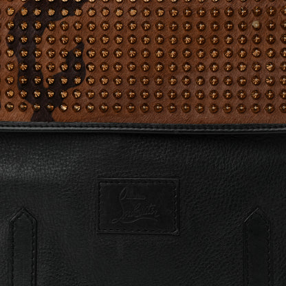 Christian Louboutin Pony Hair Calfskin Spikes Syd Backpack Coffee Bronze Black 13 of 20