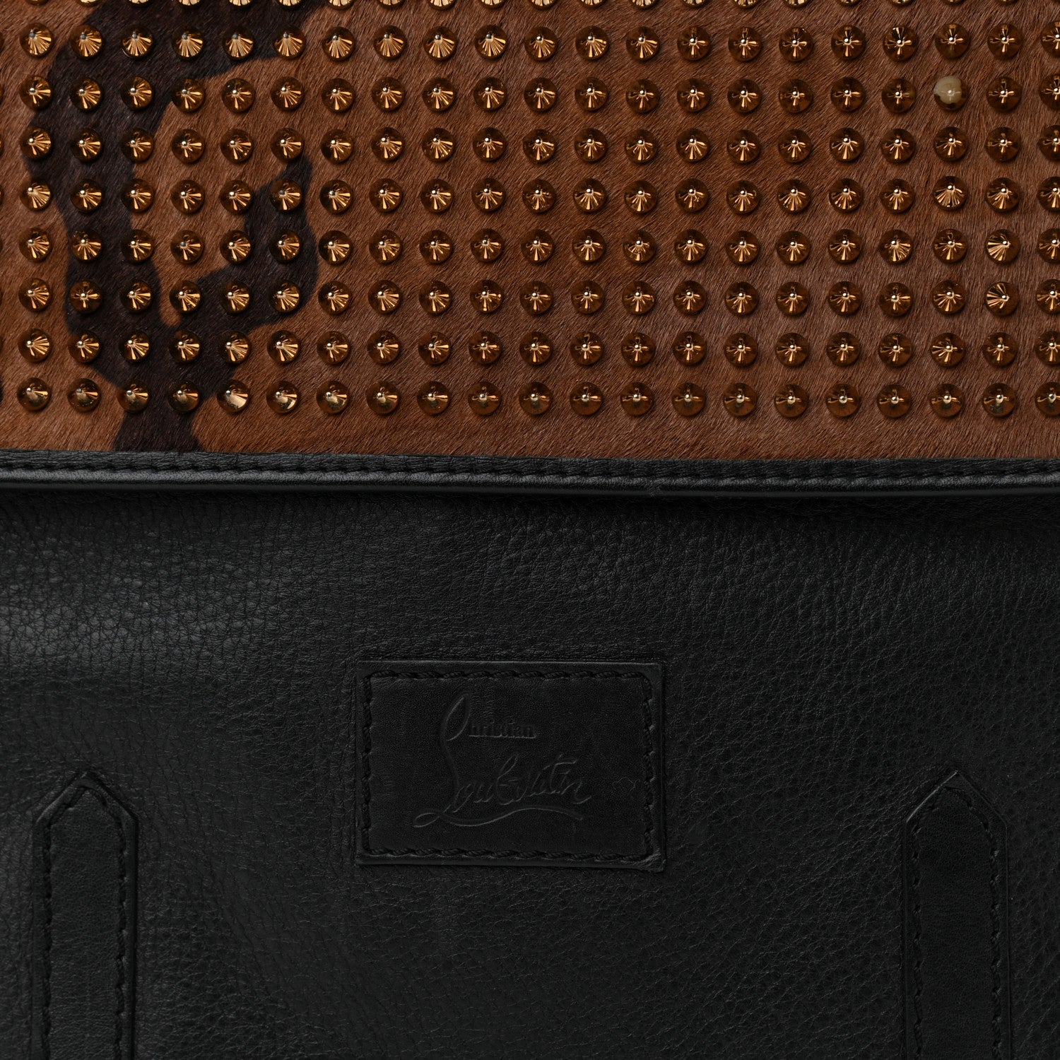 Christian Louboutin Pony Hair Calfskin Spikes Syd Backpack Camo  Coffee Bronze Black 13 of 20