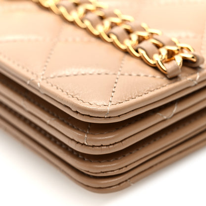 Chanel Shiny Aged Calfskin Quilted Clutch With Chain Dark Beige 11 of 12