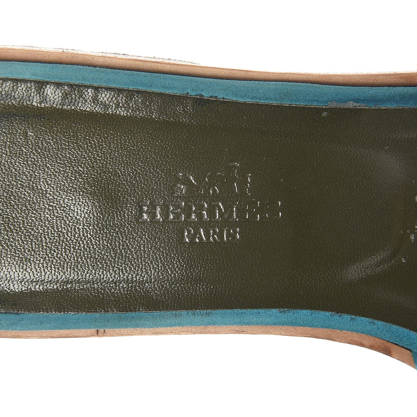 Suede Goatskin Nappa Oran Laurier Sandals 37 Bleu Thalassa Khaki