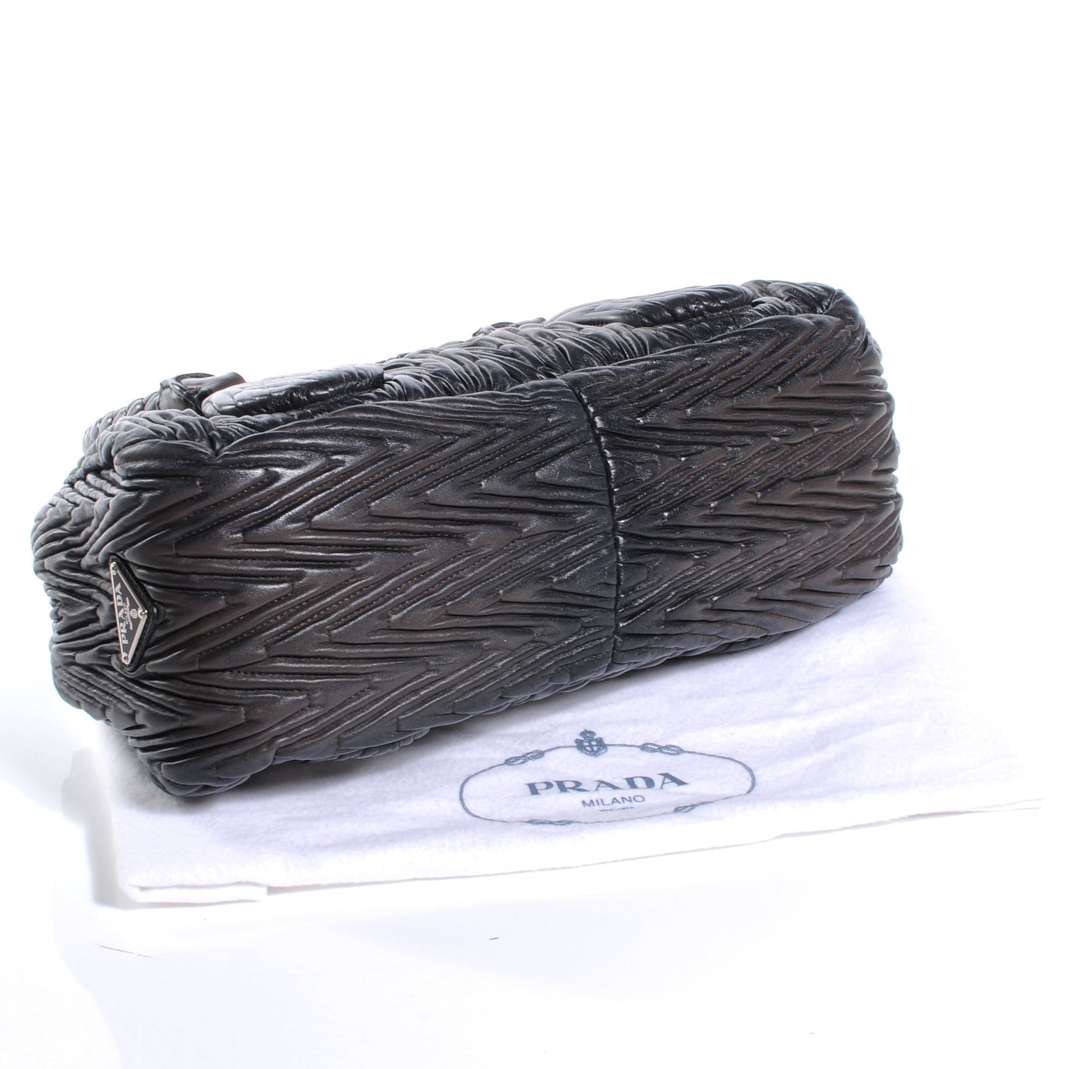 Prada Nappa Chevron Satchel Dark Brown 5 of 9