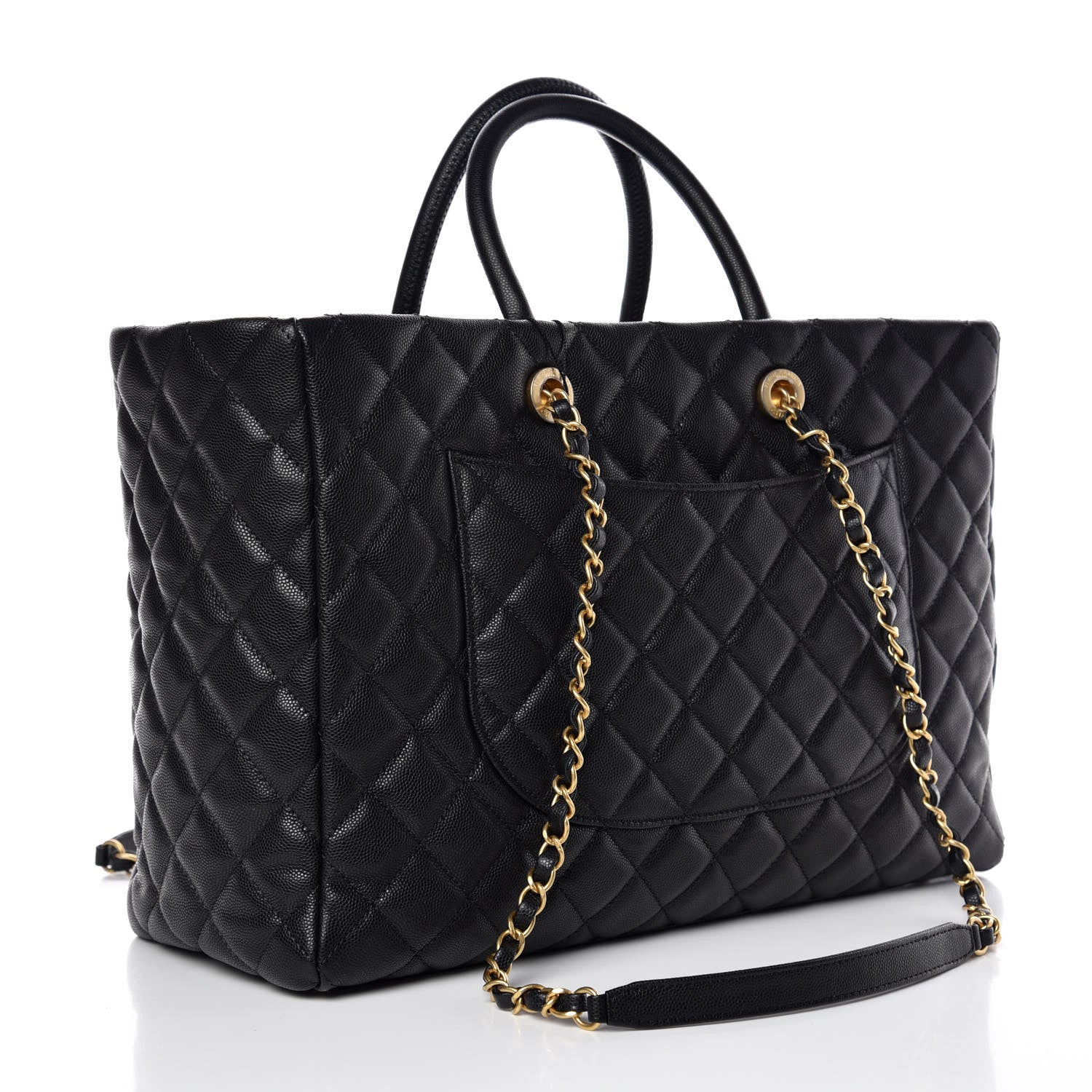 Chanel Caviar Quilted Large Coco Handle Shopping Tote Black 4 of 11