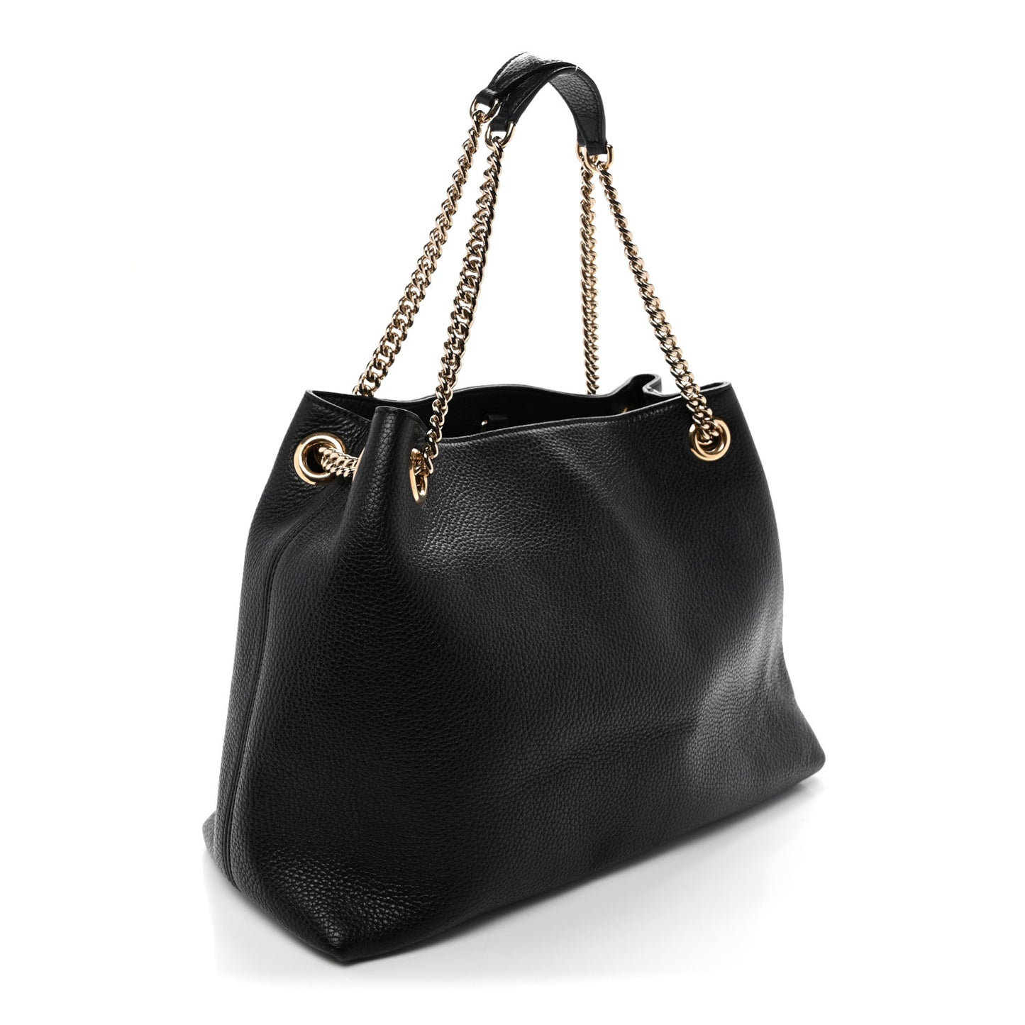 Pebbled Calfskin Medium Soho Chain Shoulder Bag Black