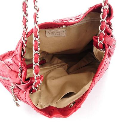Chanel Lambskin Stitched Expandable Tote Red 5 of 9