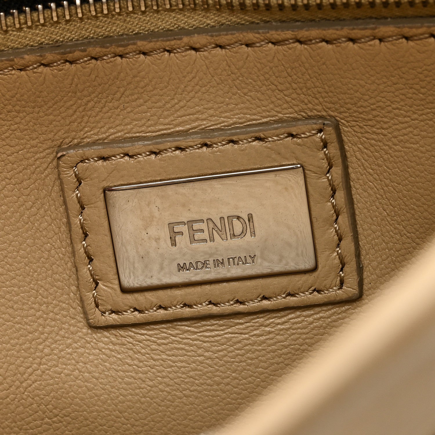 Fendi Nappa Ribbon Lace Up Mini Peekaboo Iconic Satchel Beige 7 of 9