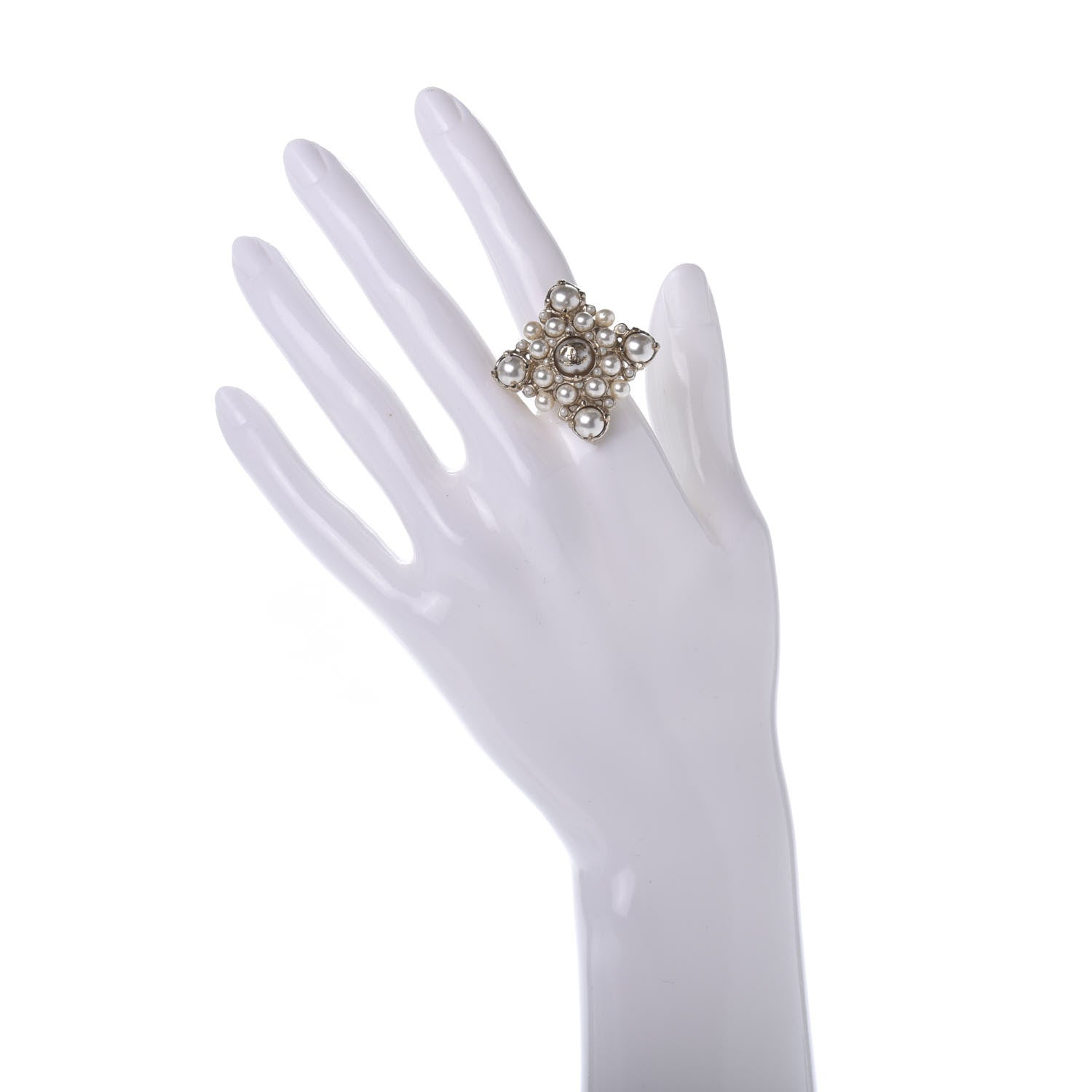 Chanel Pearl CC Ring 6.75 Light Gold 2 of 5