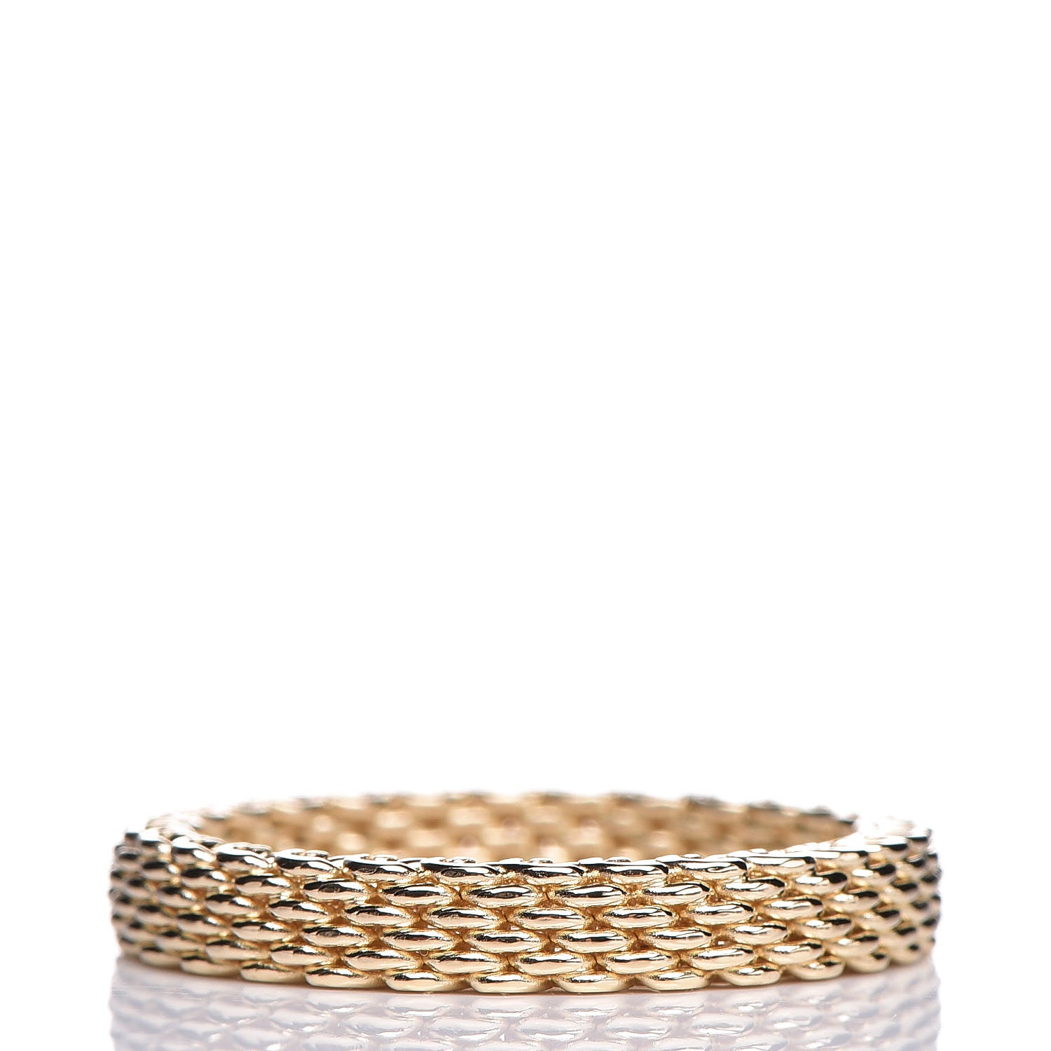 Tiffany 18K Yellow Gold Narrow Somerset Mesh Ring 60 9 3 of 4