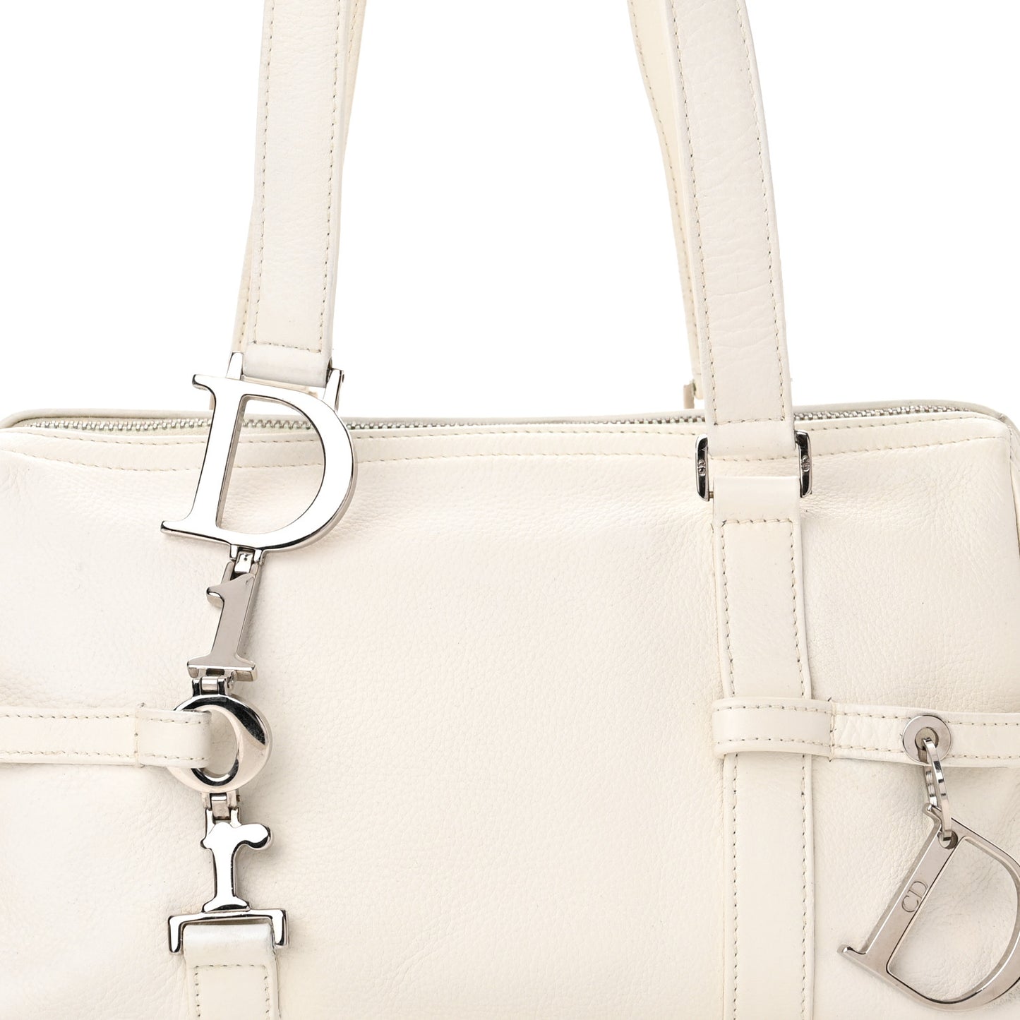 Calfskin Logo Charms Boston White