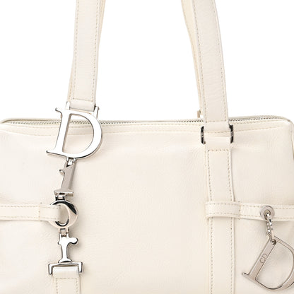 Christian Dior Calfskin Logo Charms Boston White 8 of 12