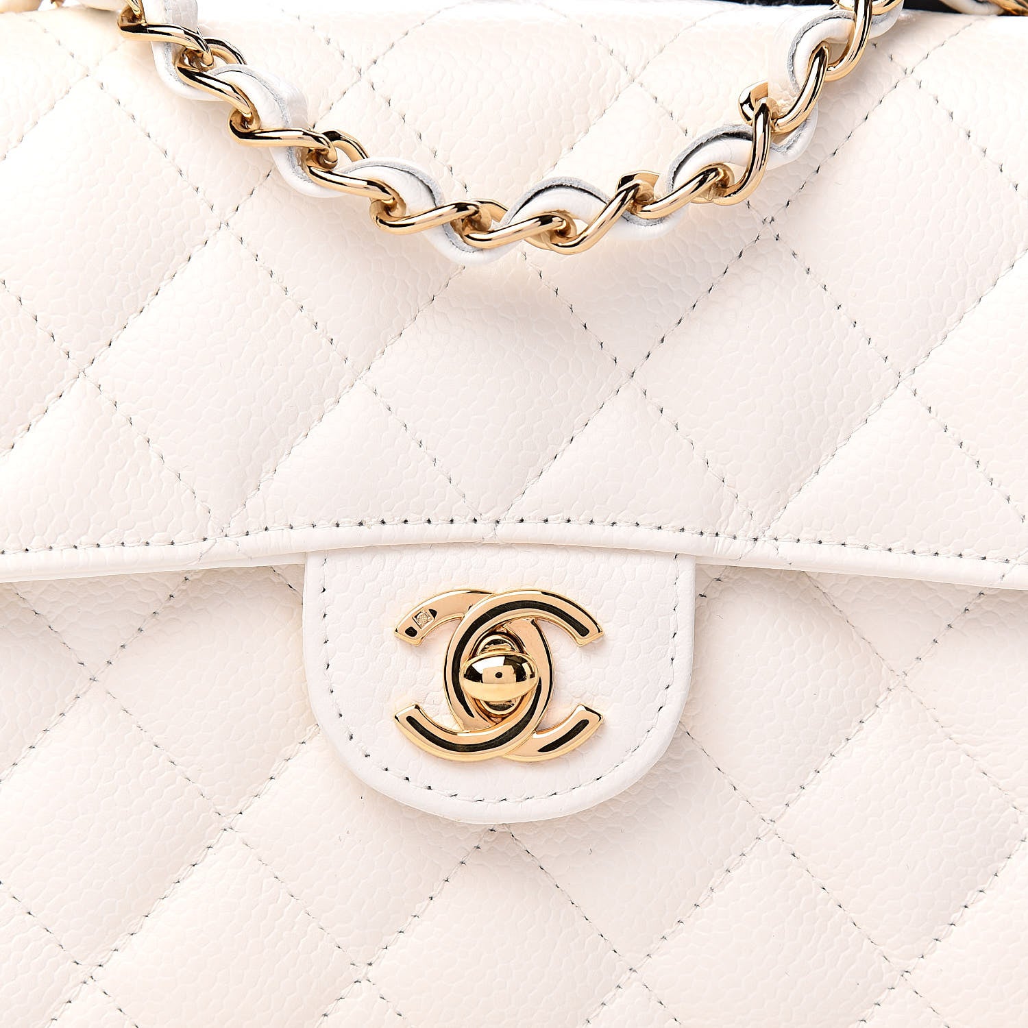 Chanel Caviar Quilted Mini Square Flap White 13 of 14
