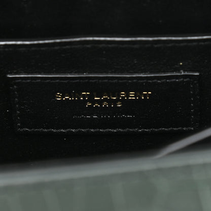 Saint Laurent Calfskin Crocodile Embossed Mini Classic Monogram Cassandra Top Handle Green 6 of 13