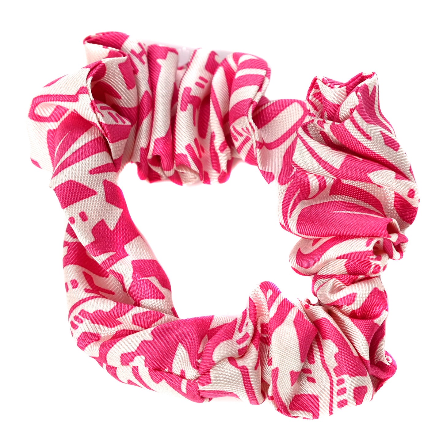 Silk Twill Hair Scarf Pink Ecru