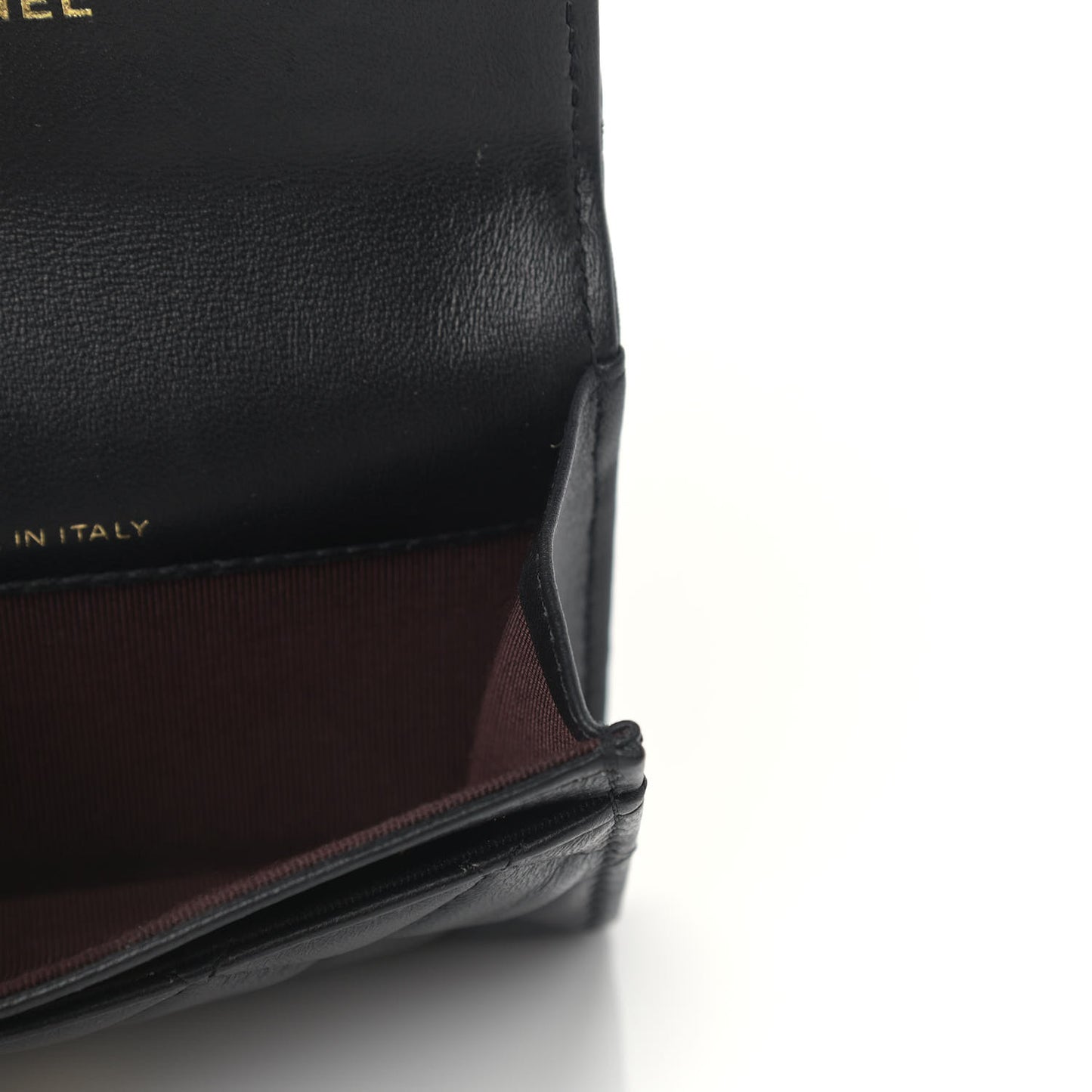 Lambskin Quilted Flap Card Holder Black