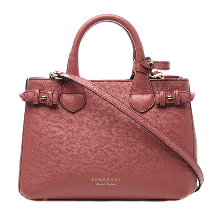 Burberry Grainy Calfskin House Check Small Banner Tote Cinnamon Red 1 of 10