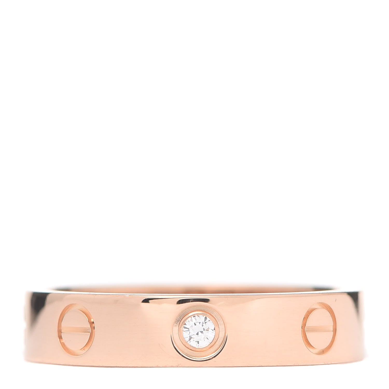 Cartier 18K Pink Gold Diamond 4mm LOVE Wedding Band Ring 51 5.75 1 of 4