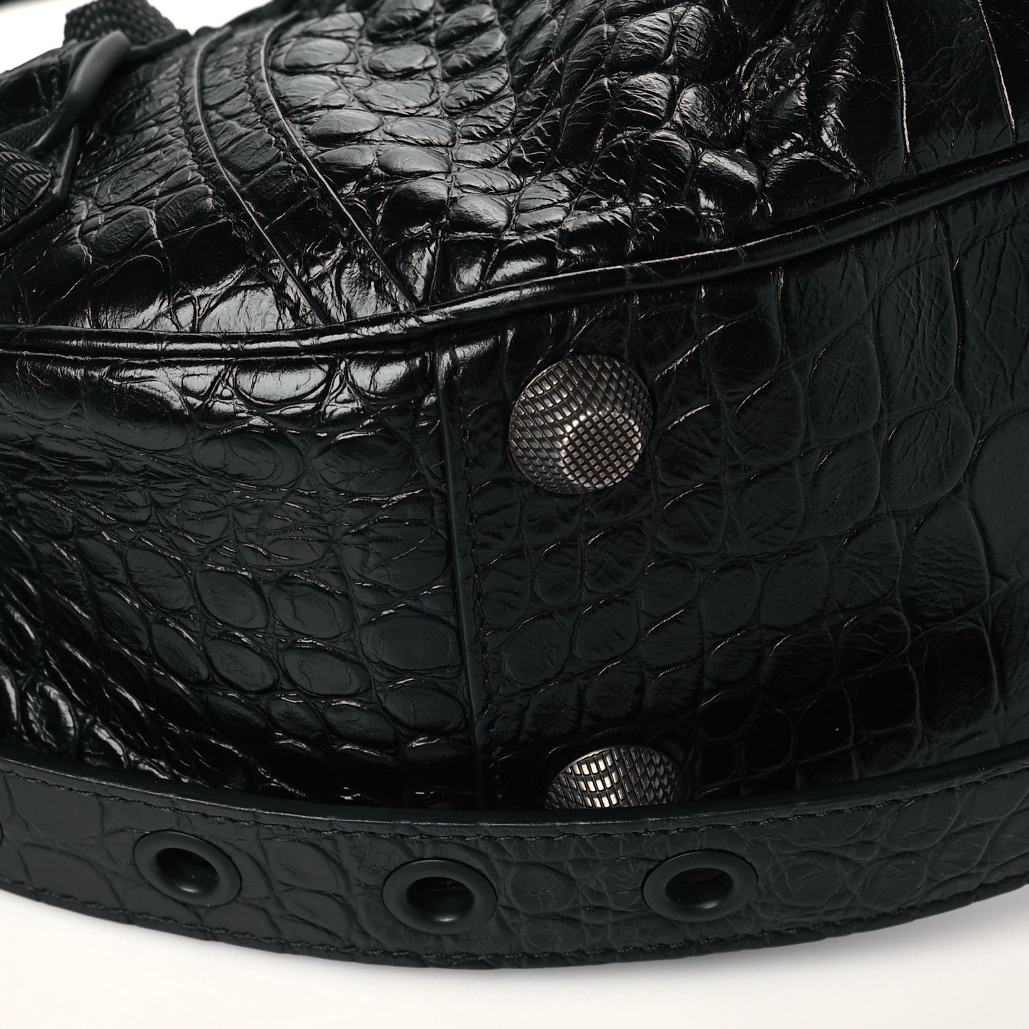 Balenciaga Extra Supple Calfskin Crocodile Embossed Monochrome Small Le Cagole Shoulder Bag Black 9 of 10