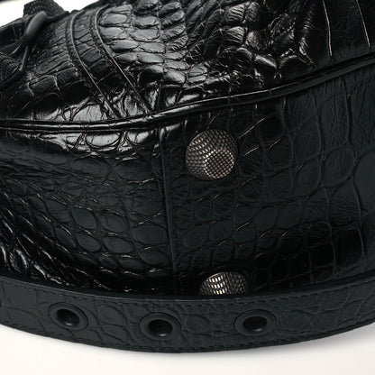 Balenciaga Extra Supple Calfskin Crocodile Embossed Monochrome Small Le Cagole Shoulder Bag Black 9 of 10