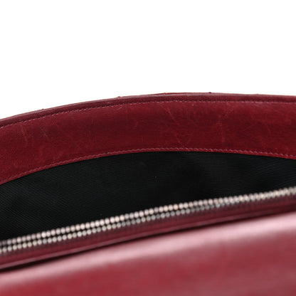 Saint Laurent Sheepskin Matelasse Chevron Large College Monogram Satchel Rouge 5 of 12