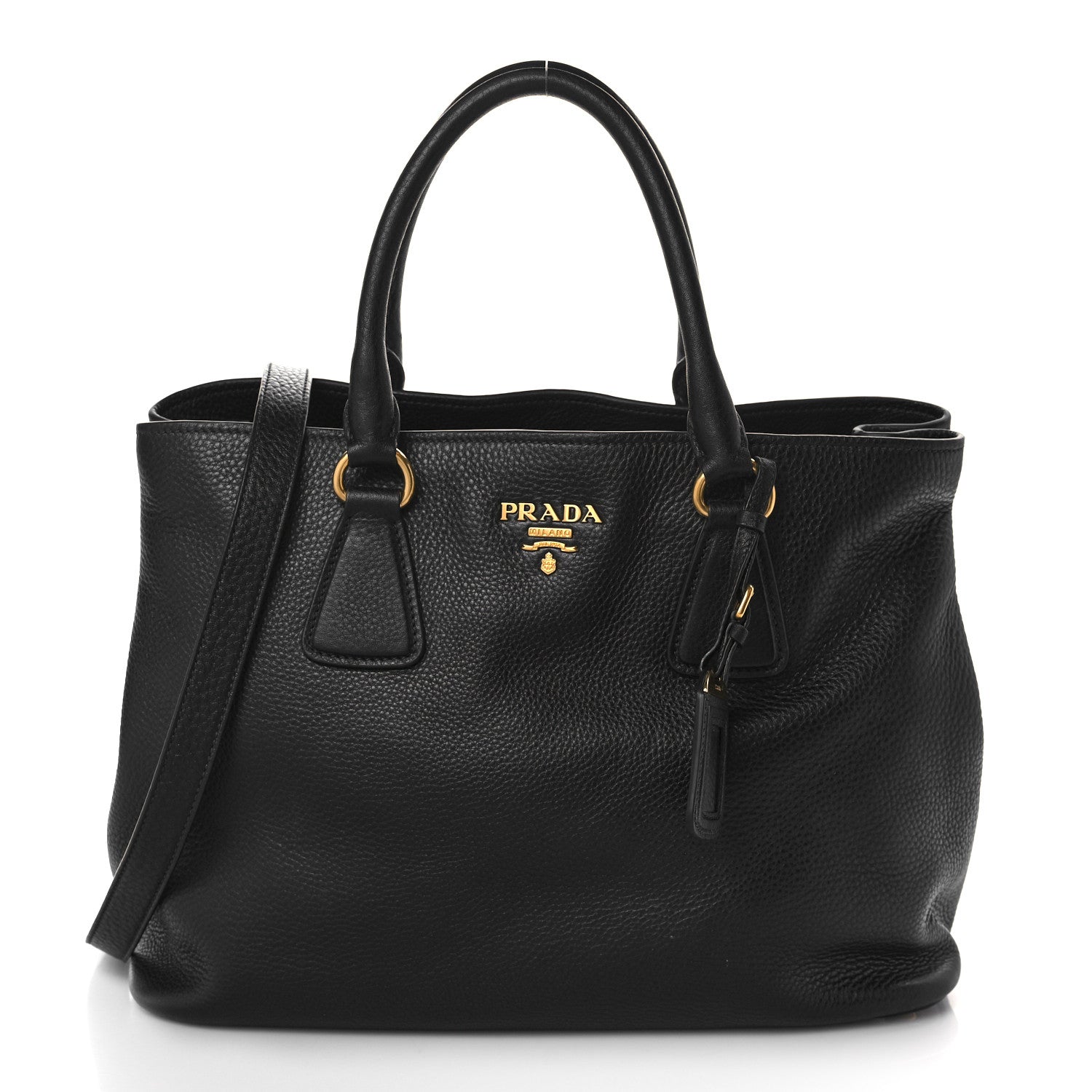 Prada Vitello Daino Tote Black 1 of 9