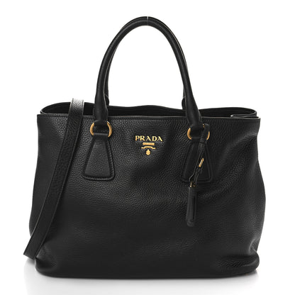 Prada Vitello Daino Tote Black 1 of 9