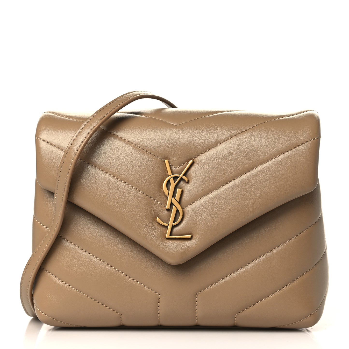 Calfskin Y Quilted Monogram Toy Loulou Crossbody Bag Latte