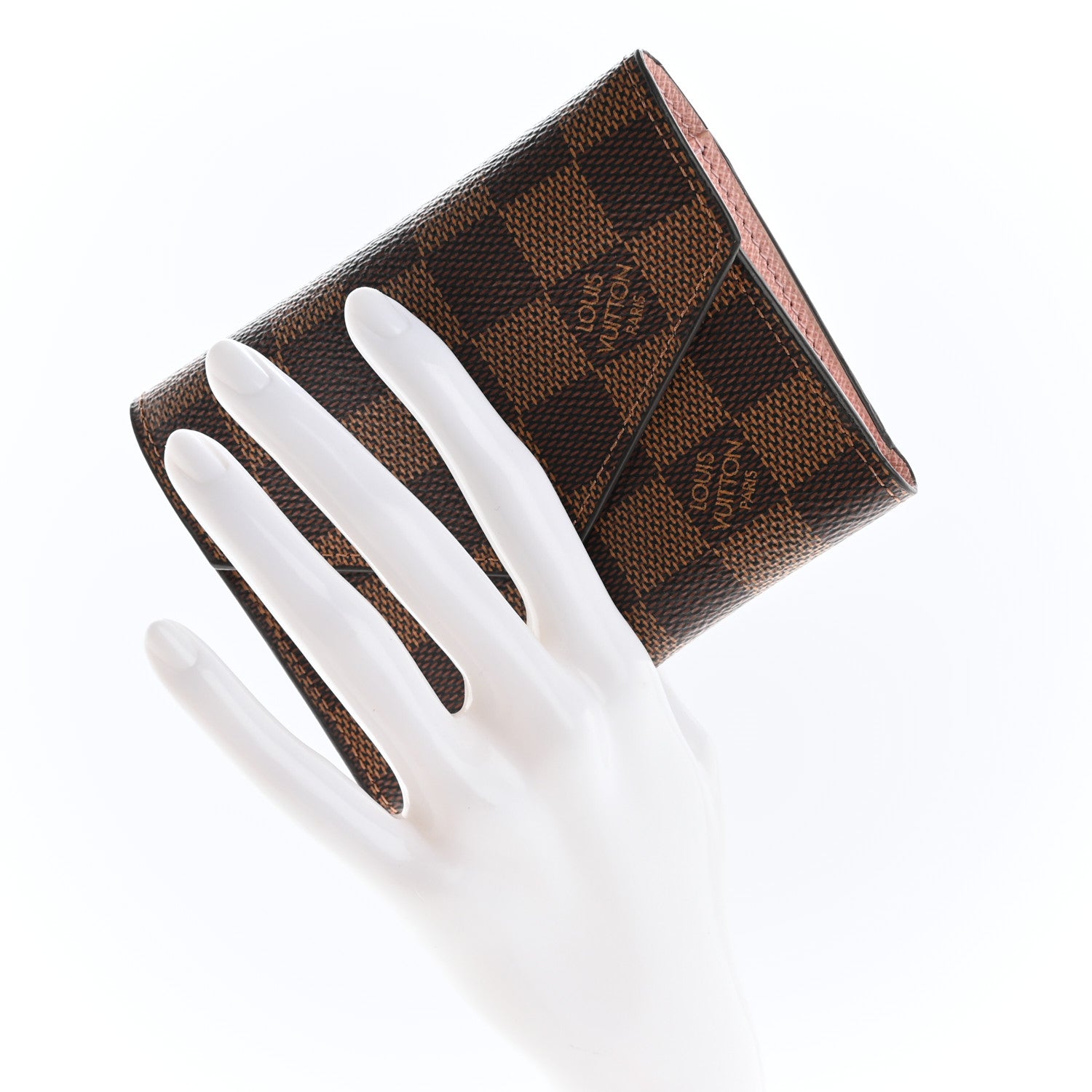 Louis Vuitton Damier Ebene Victorine Wallet Rose Ballerine 2 of 7