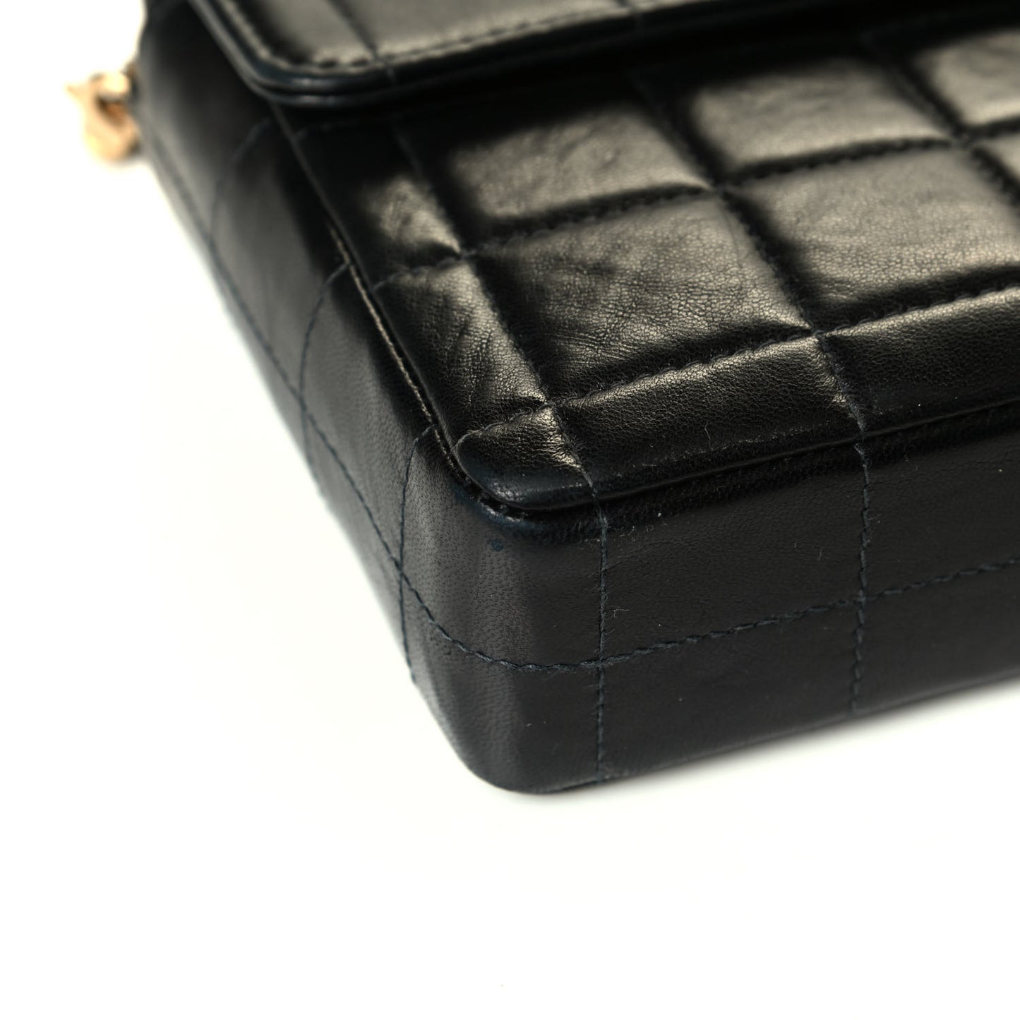 Lambskin East West Chocolate Bar Flap Black