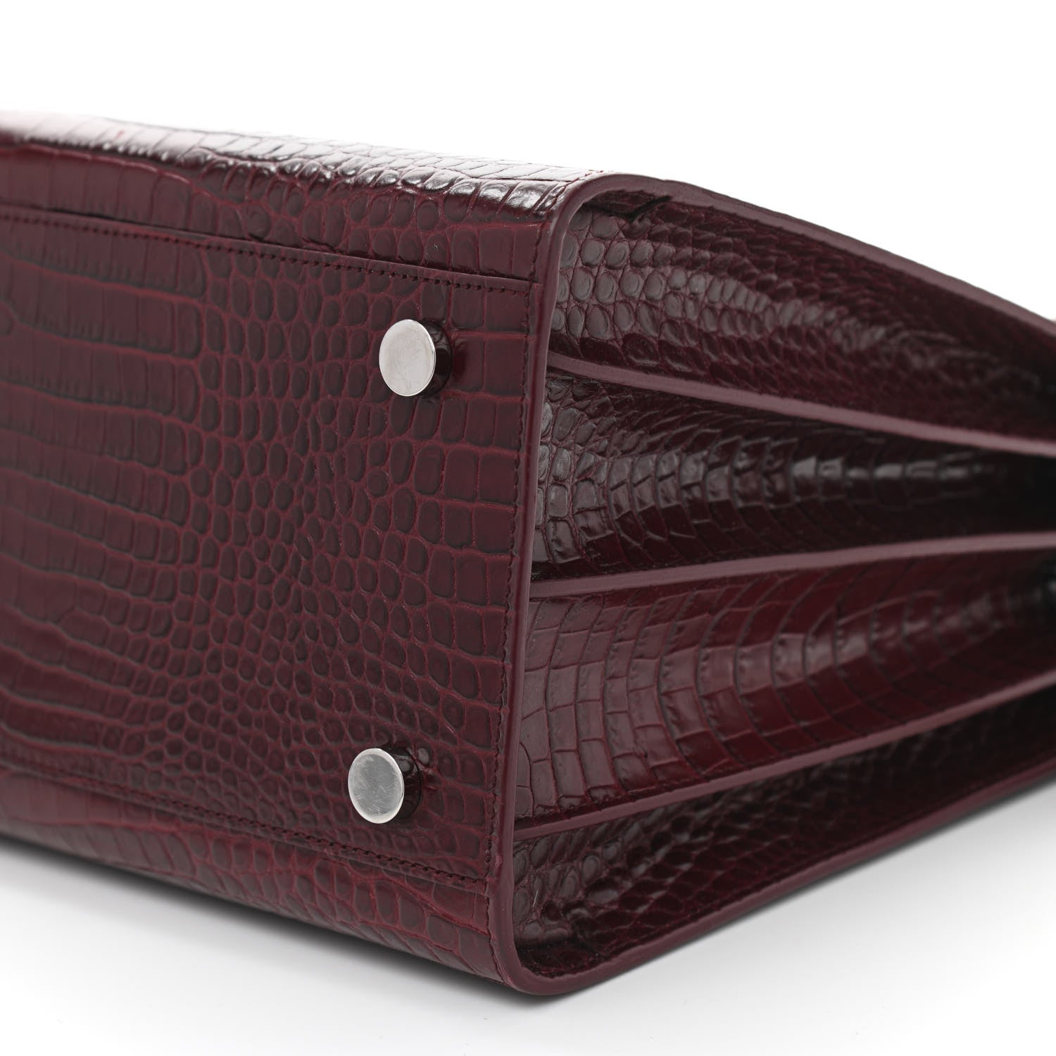 Saint Laurent Calfskin Crocodile Embossed Small Sac de Jour Wine 10 of 13