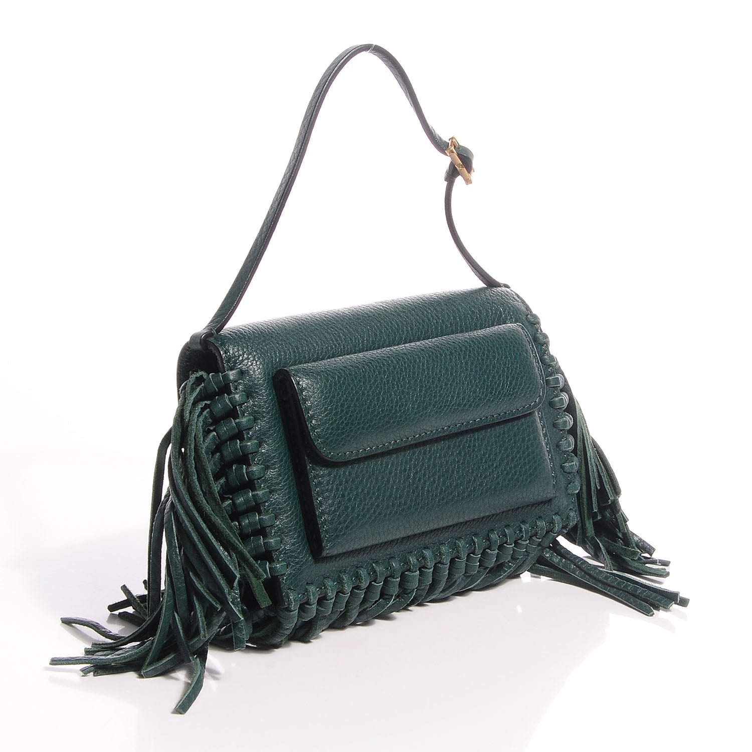 Valentino Garavani Grained Calfskin Mini C Rockee Scarab Fringe Shoulder Bag Light Emerald 3 of 9