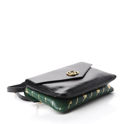 Gucci Calfskin Diagonal GG Medium Thiara Double Envelope Shoulder Bag Emerald Green Black 4 of 11