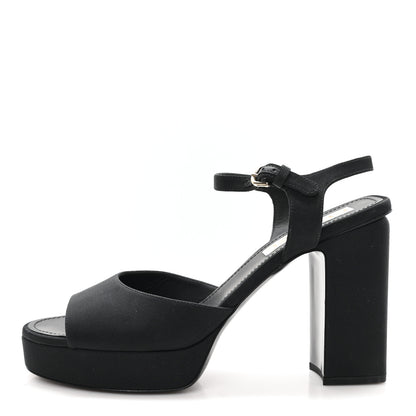 Chanel Grosgrain Platform Sandals 41 Black 1 of 9