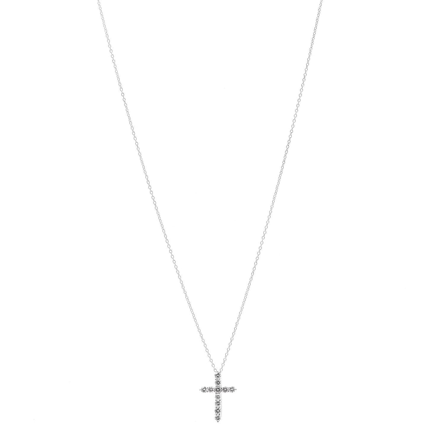 Platinum Diamond Small Cross Pendant Necklace
