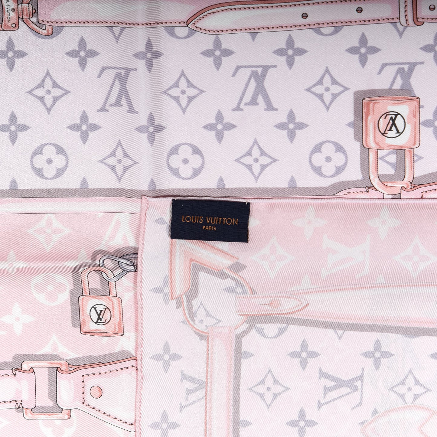Silk Monogram Confidential Square Scarf Light Pink