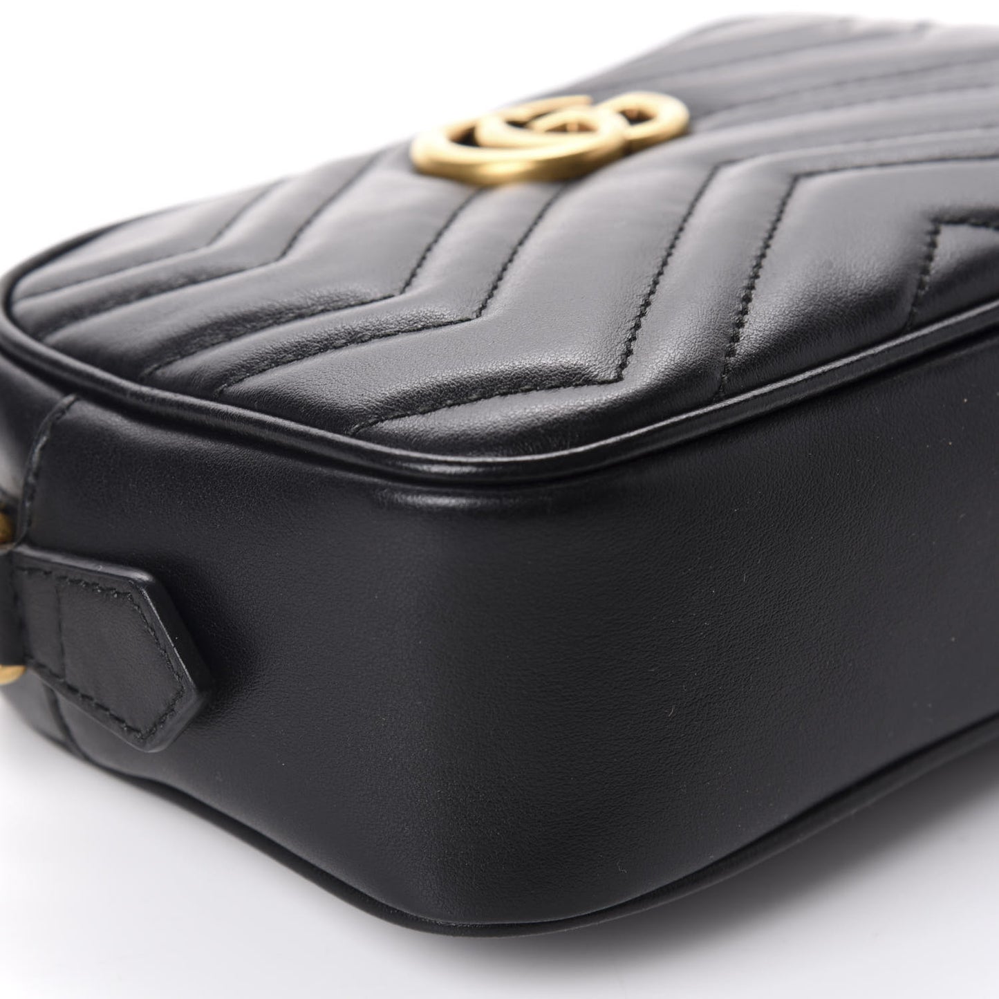 Calfskin Matelasse Mini GG Marmont Chain Shoulder Bag Black