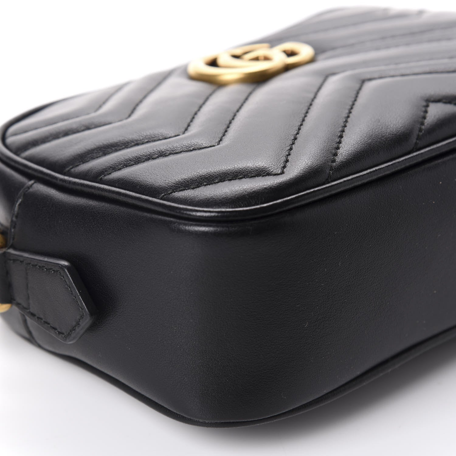 Gucci Calfskin Matelasse Mini GG Marmont Chain Shoulder Bag Black 6 of 10