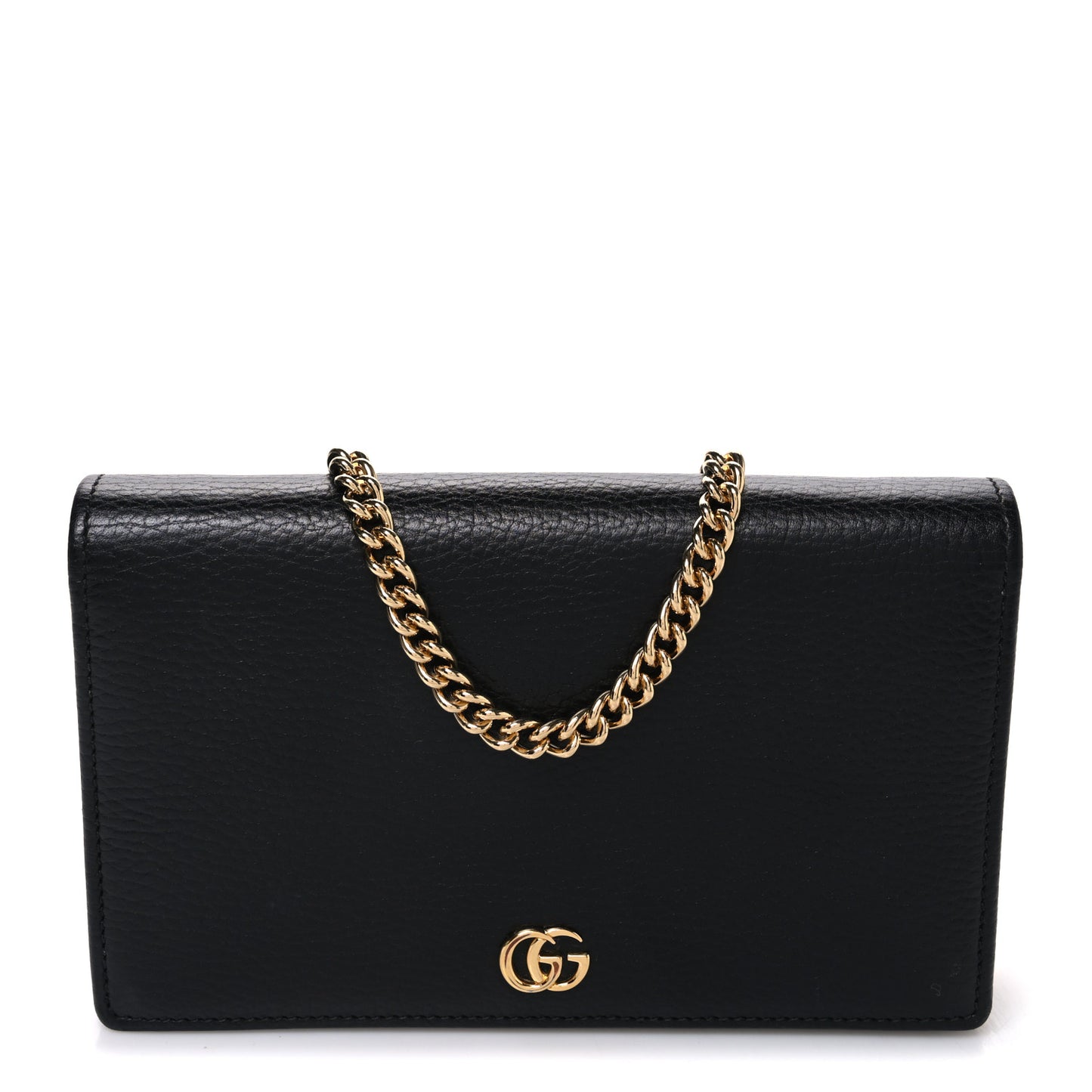 Calfskin Mini GG Marmont Chain Wallet Black