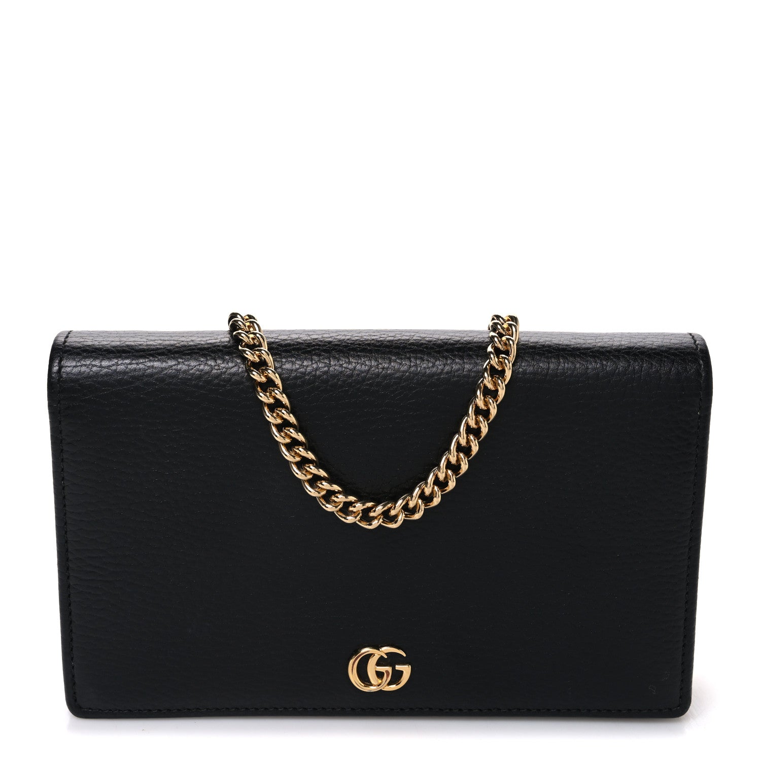Gucci Calfskin Mini GG Marmont Chain Wallet Black 1 of 9