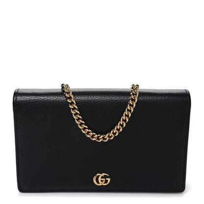 Gucci Calfskin Mini GG Marmont Chain Wallet Black 1 of 9