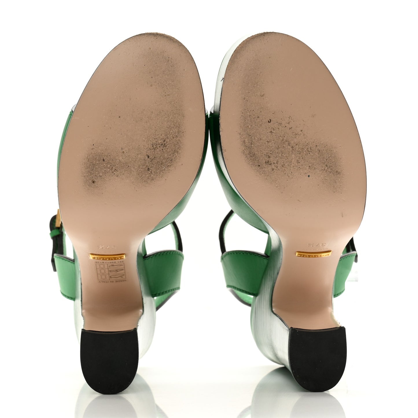 Cosmos Softy Calfskin Wooden Interlocking G Cut-Out 30/120mm Platform Sandals 37.5 New Shamrock