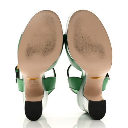 Gucci Cosmos Softy Calfskin Wooden Interlocking G Cut-Out 30/120mm Platform Sandals 37.5 New Shamrock 5 of 12