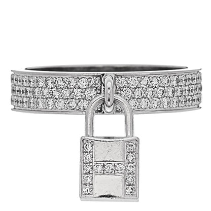 Hermes 18K White Gold Diamond MM Kelly Clochette Ring 54 7 1 of 6